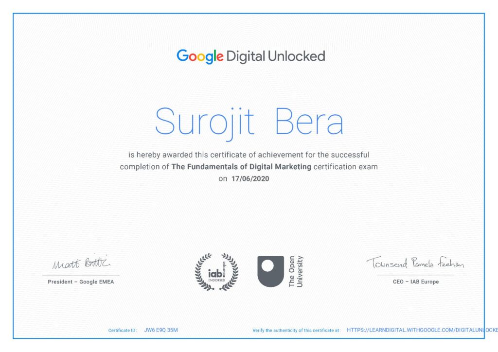 DM google certificate